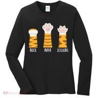 Rock Paper Scissors Hand Game Funny Cute Paw Cat Lovers Women's Long Sleeve Shirt thumb 0