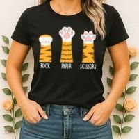 Rock Paper Scissors Hand Game Funny Cute Paw Cat Lovers Women's T-Shirt thumb 2