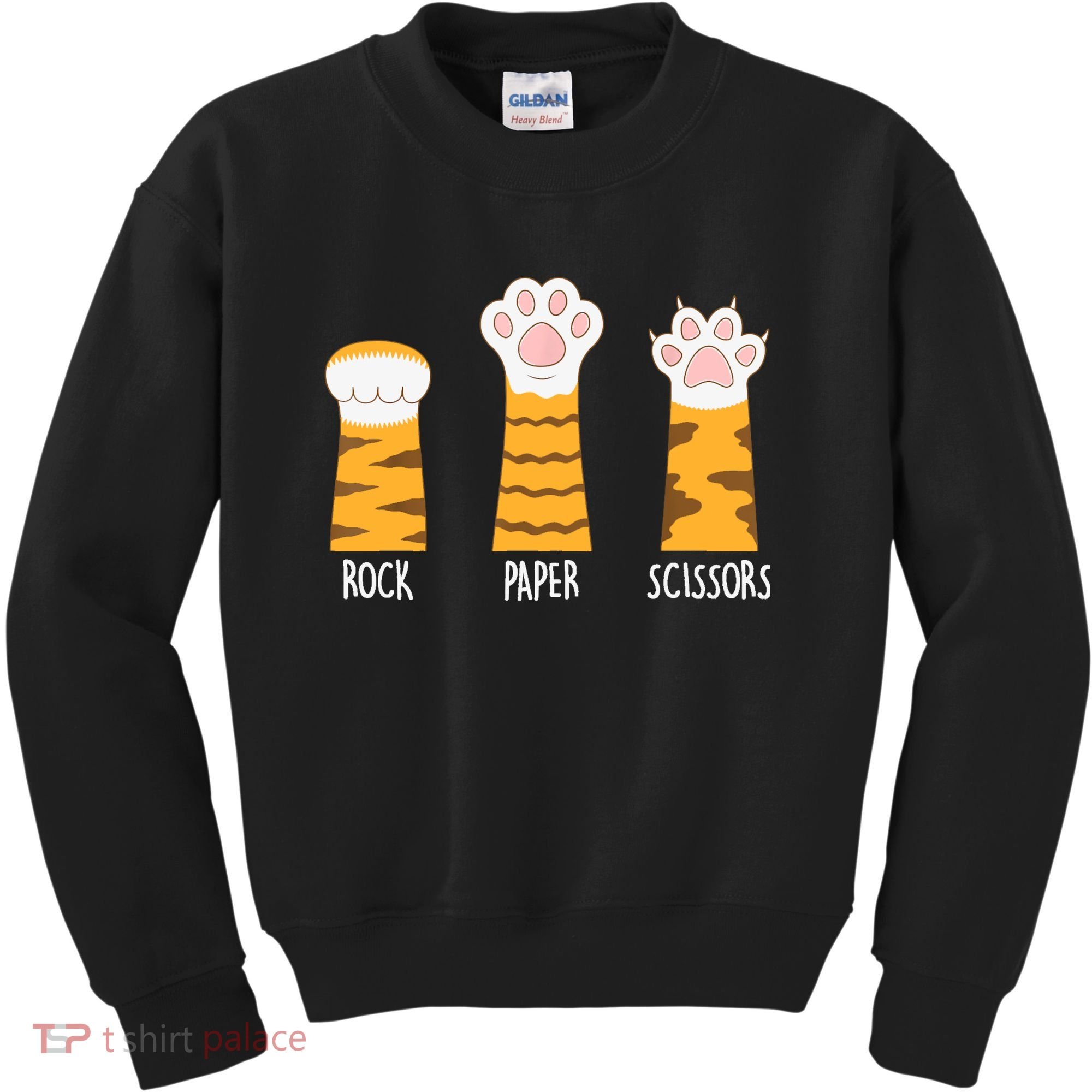Rock Paper Scissors Hand Game Funny Cute Paw Cat Lovers Kids Sweatshirt
