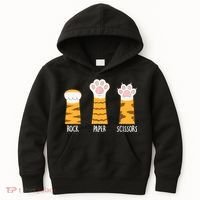 Rock Paper Scissors Hand Game Funny Cute Paw Cat Lovers Kids Hoodie thumb 0
