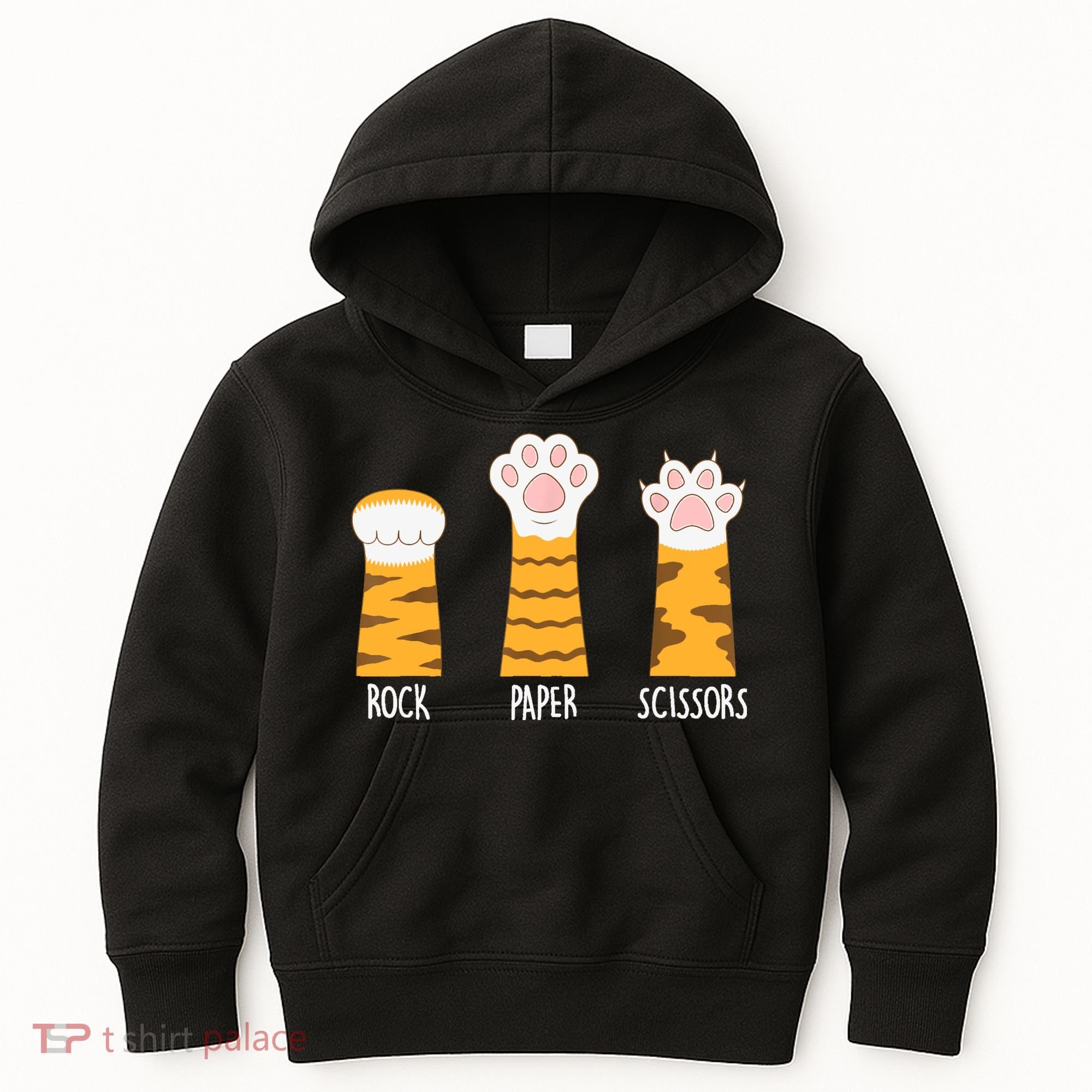 Rock Paper Scissors Hand Game Funny Cute Paw Cat Lovers Kids Hoodie