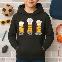 Rock Paper Scissors Hand Game Funny Cute Paw Cat Lovers Kids Hoodie thumb 2