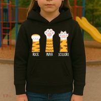 Rock Paper Scissors Hand Game Funny Cute Paw Cat Lovers Kids Hoodie thumb 3