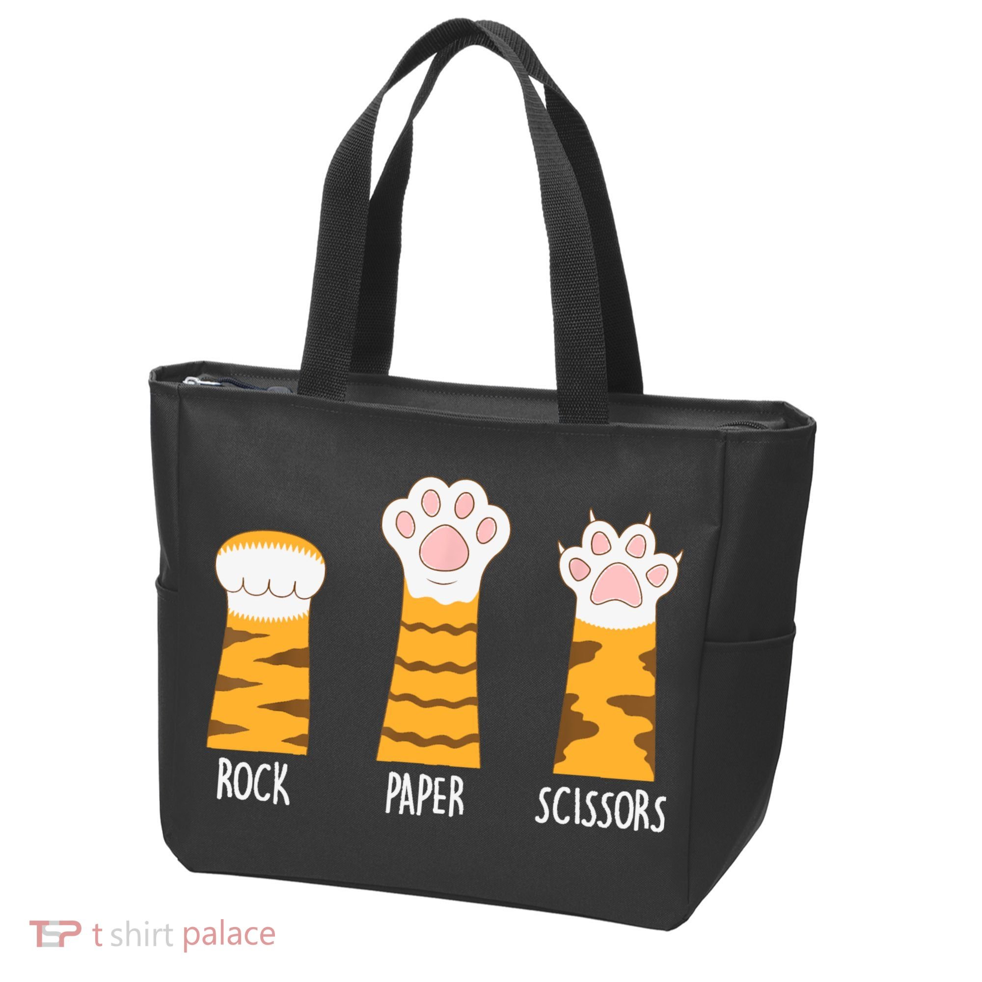 Rock Paper Scissors Hand Game Funny Cute Paw Cat Lovers Tote Bag