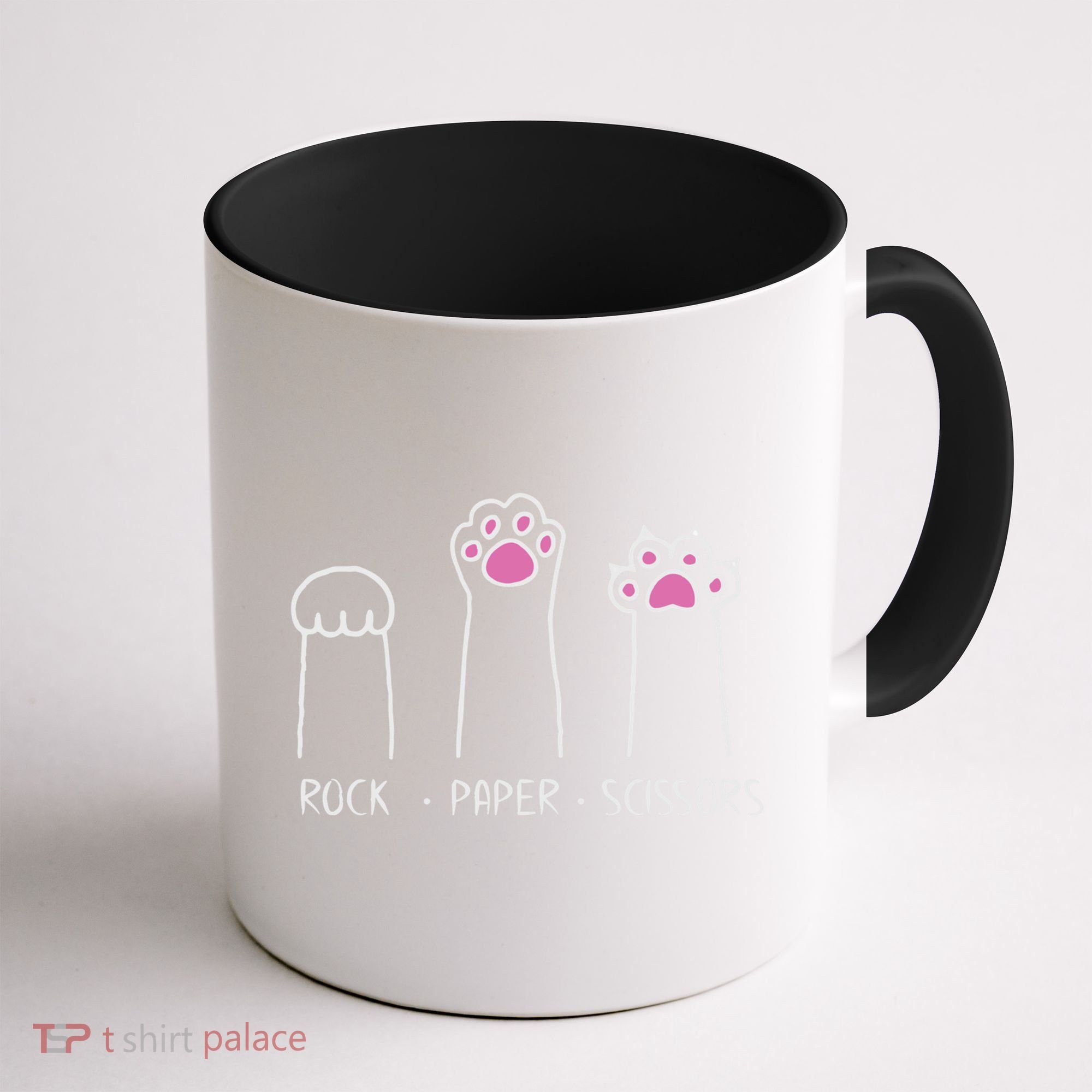 Rock Paper Scissors Cute Paw Hand Game Funny Cat Funny Gift Coffee Mug