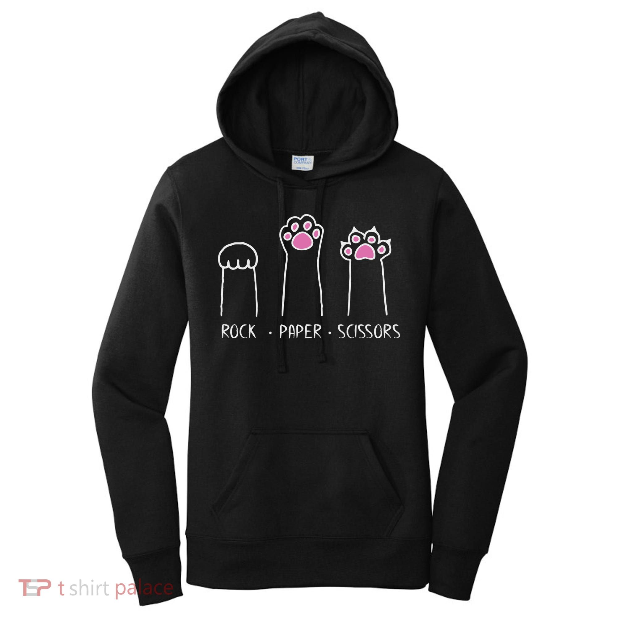 Rock Paper Scissors Cute Paw Hand Game Funny Cat Funny Gift Women's Hoodie