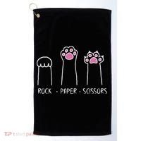 Rock Paper Scissors Cute Paw Hand Game Funny Cat Funny Gift Golf Towel thumb 0