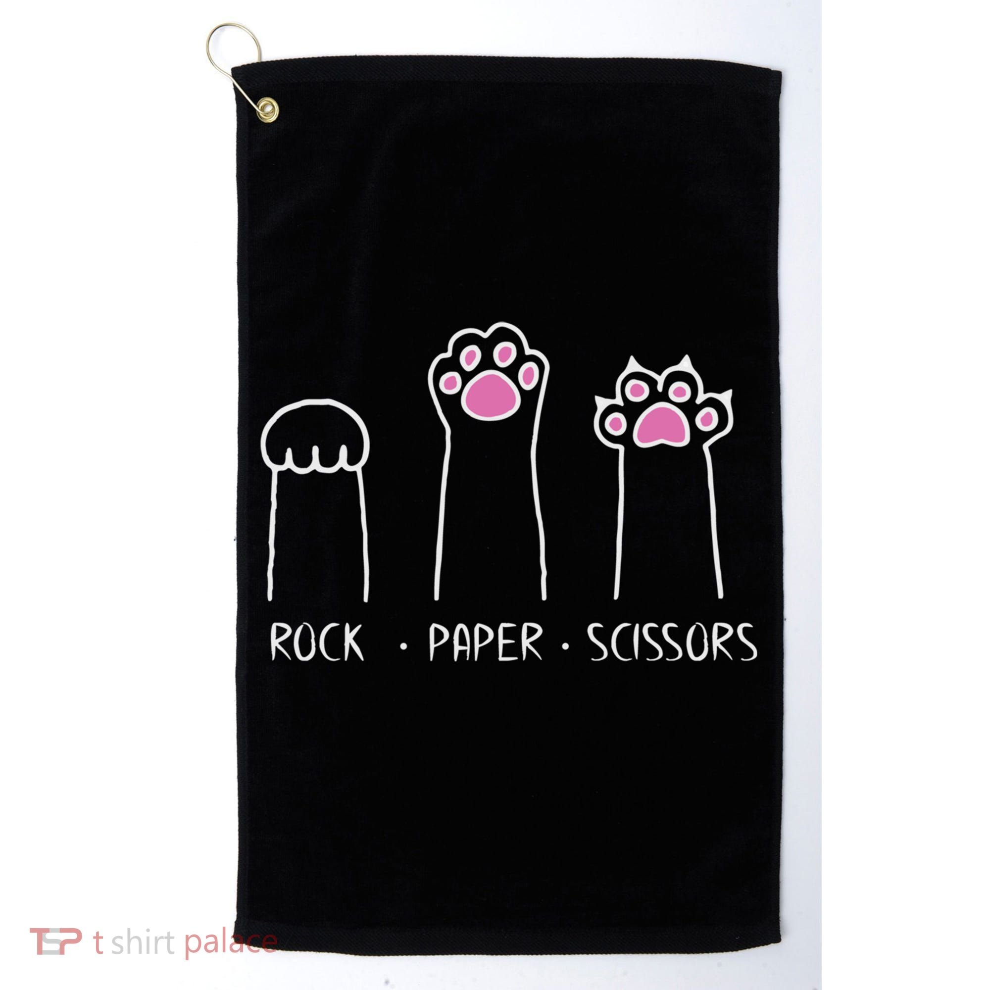 Rock Paper Scissors Cute Paw Hand Game Funny Cat Funny Gift Golf Towel