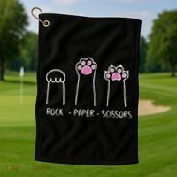 Rock Paper Scissors Cute Paw Hand Game Funny Cat Funny Gift Golf Towel thumb 1