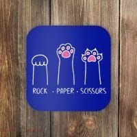 Rock Paper Scissors Cute Paw Hand Game Funny Cat Funny Gift Coaster thumb 0