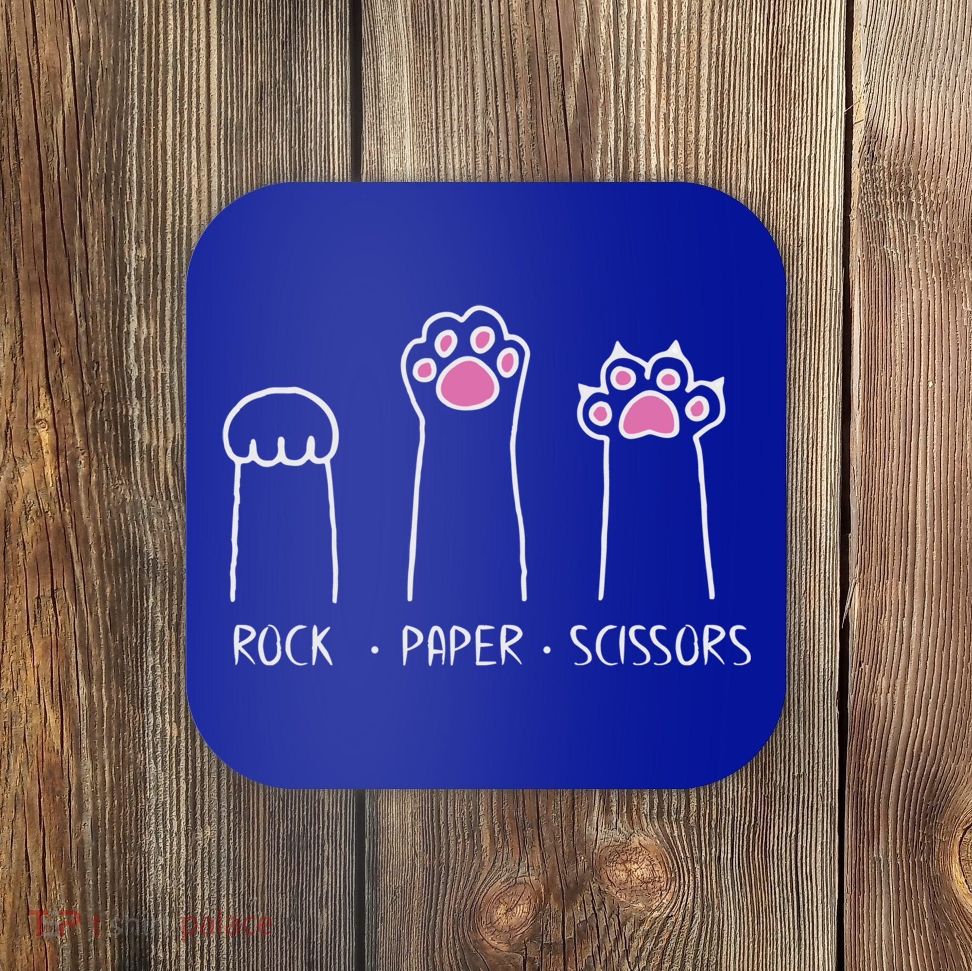 Rock Paper Scissors Cute Paw Hand Game Funny Cat Funny Gift Coaster