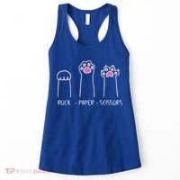 Rock Paper Scissors Cute Paw Hand Game Funny Cat Funny Gift Women's Tank Top thumb 0