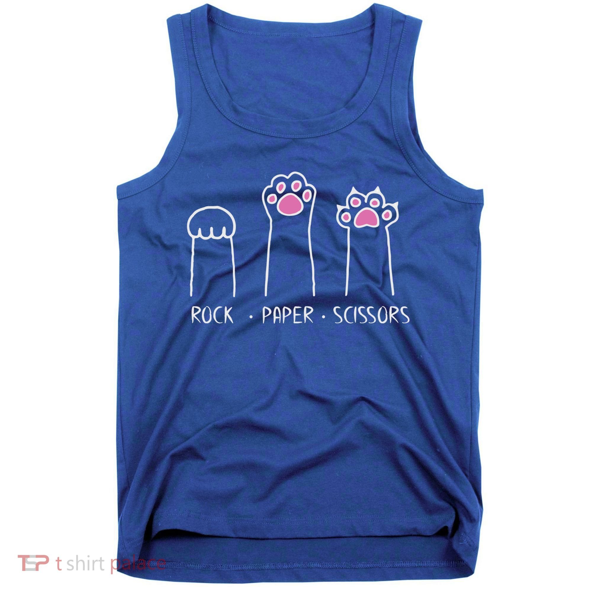 Rock Paper Scissors Cute Paw Hand Game Funny Cat Funny Gift Tank Top