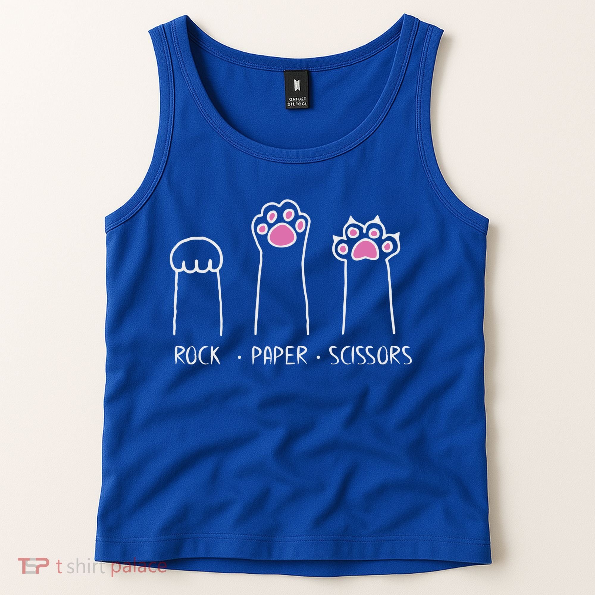 Rock Paper Scissors Cute Paw Hand Game Funny Cat Funny Gift Tank Top
