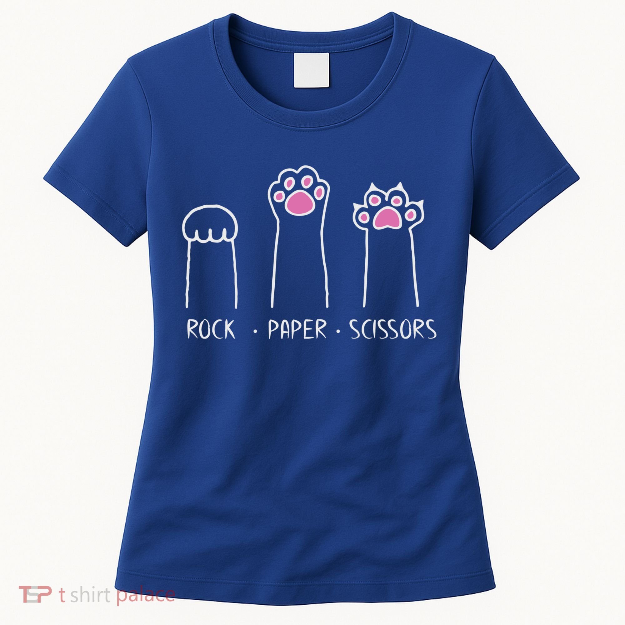 Rock Paper Scissors Cute Paw Hand Game Funny Cat Funny Gift Women's T-Shirt