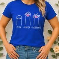 Rock Paper Scissors Cute Paw Hand Game Funny Cat Funny Gift Women's T-Shirt thumb 2