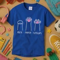 Rock Paper Scissors Cute Paw Hand Game Funny Cat Funny Gift Kids T-Shirt thumb 3