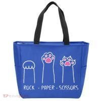 Rock Paper Scissors Cute Paw Hand Game Funny Cat Funny Gift Tote Bag thumb 0
