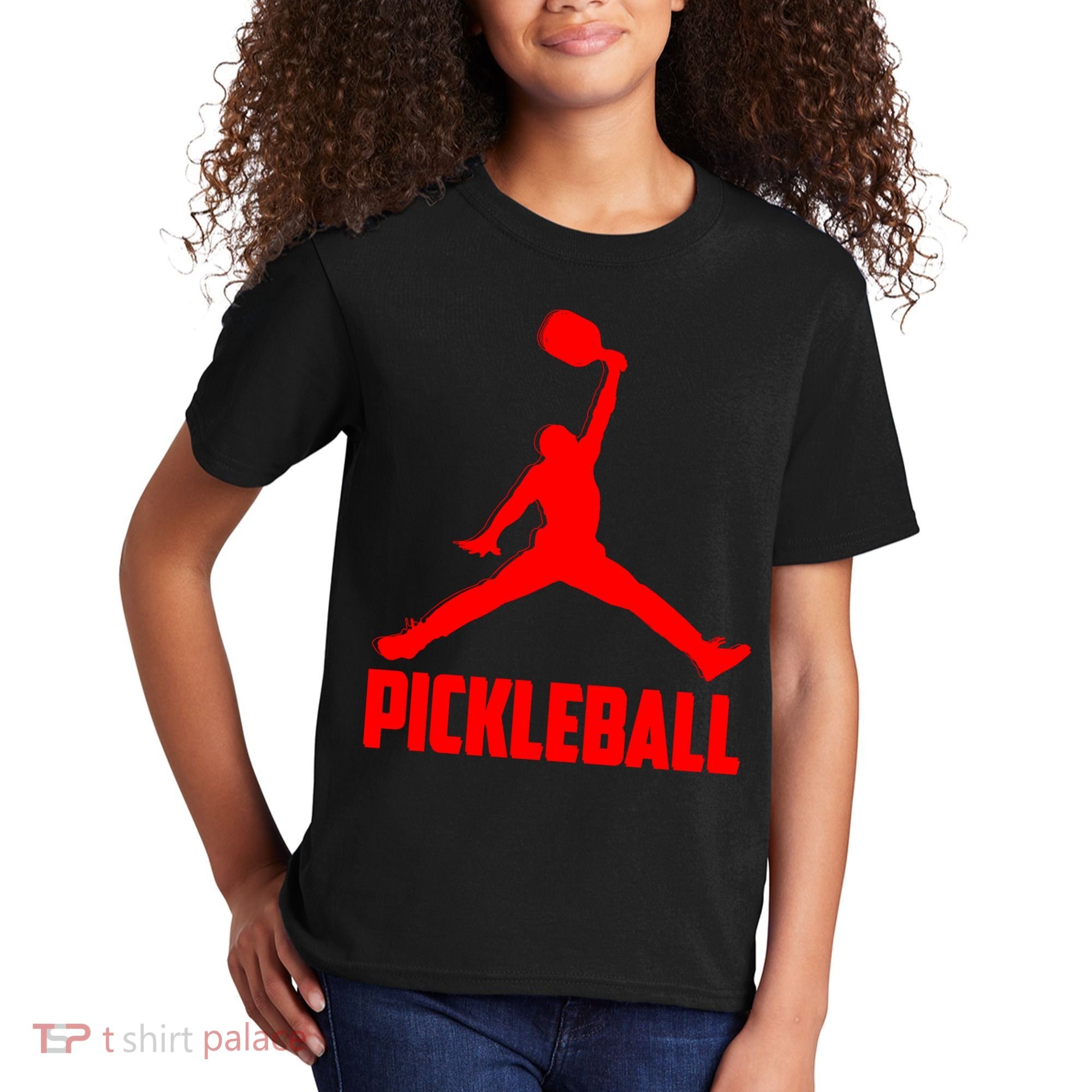 Red Pickleball Sports Logo Kids T-Shirt