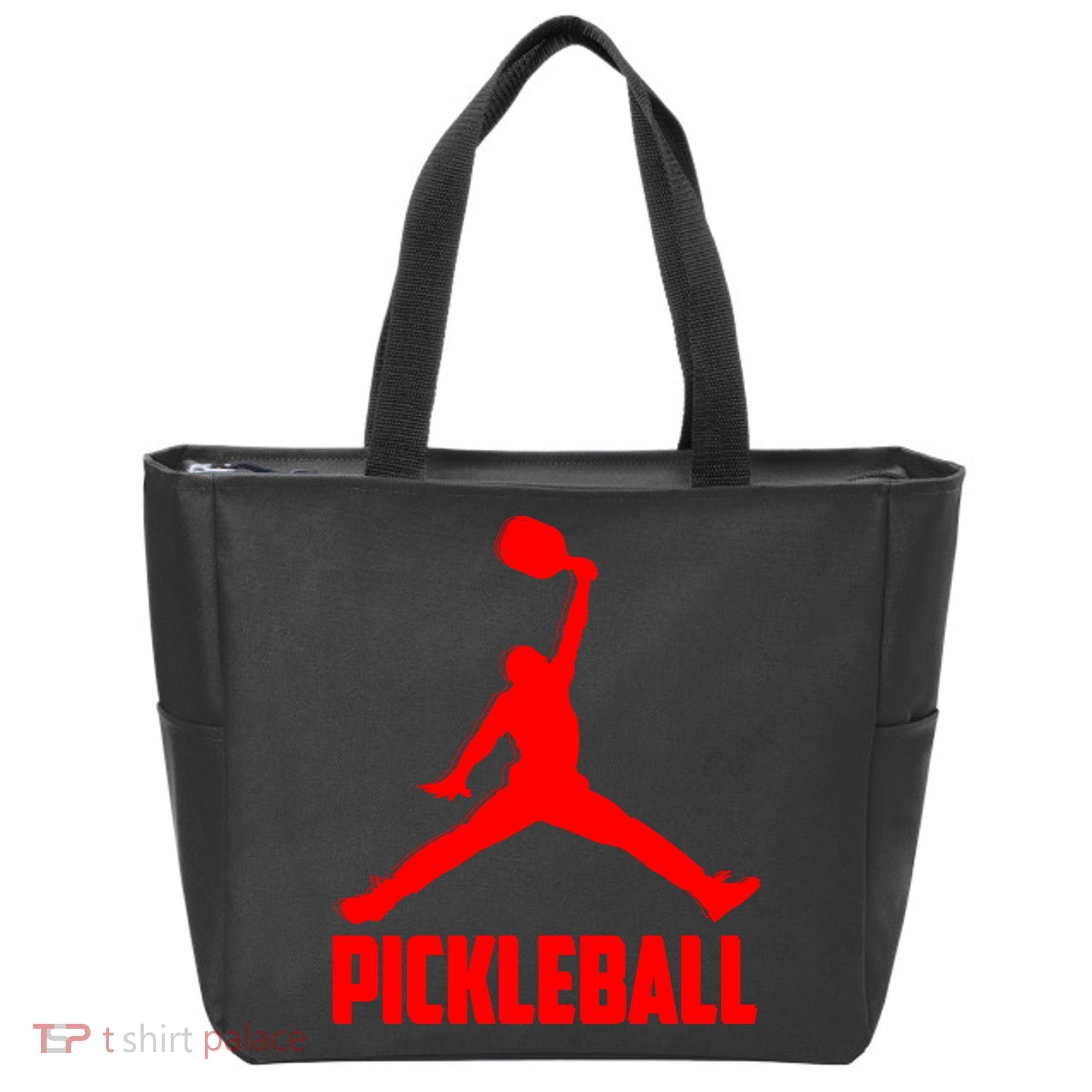 Red Pickleball Sports Logo Tote Bag