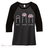 Rock Paper Scissors Cat Paws Women's Tri-Blend 3/4-Sleeve Raglan Shirt thumb 0