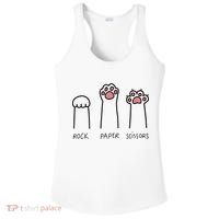 Rock Paper Scissors Cat Paws Ladies PosiCharge Competitor Racerback Tank thumb 0