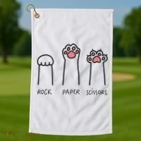 Rock Paper Scissors Cat Paws Golf Towel thumb 1