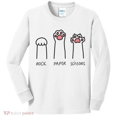 Rock Paper Scissors Cat Paws Kids Long Sleeve Shirt