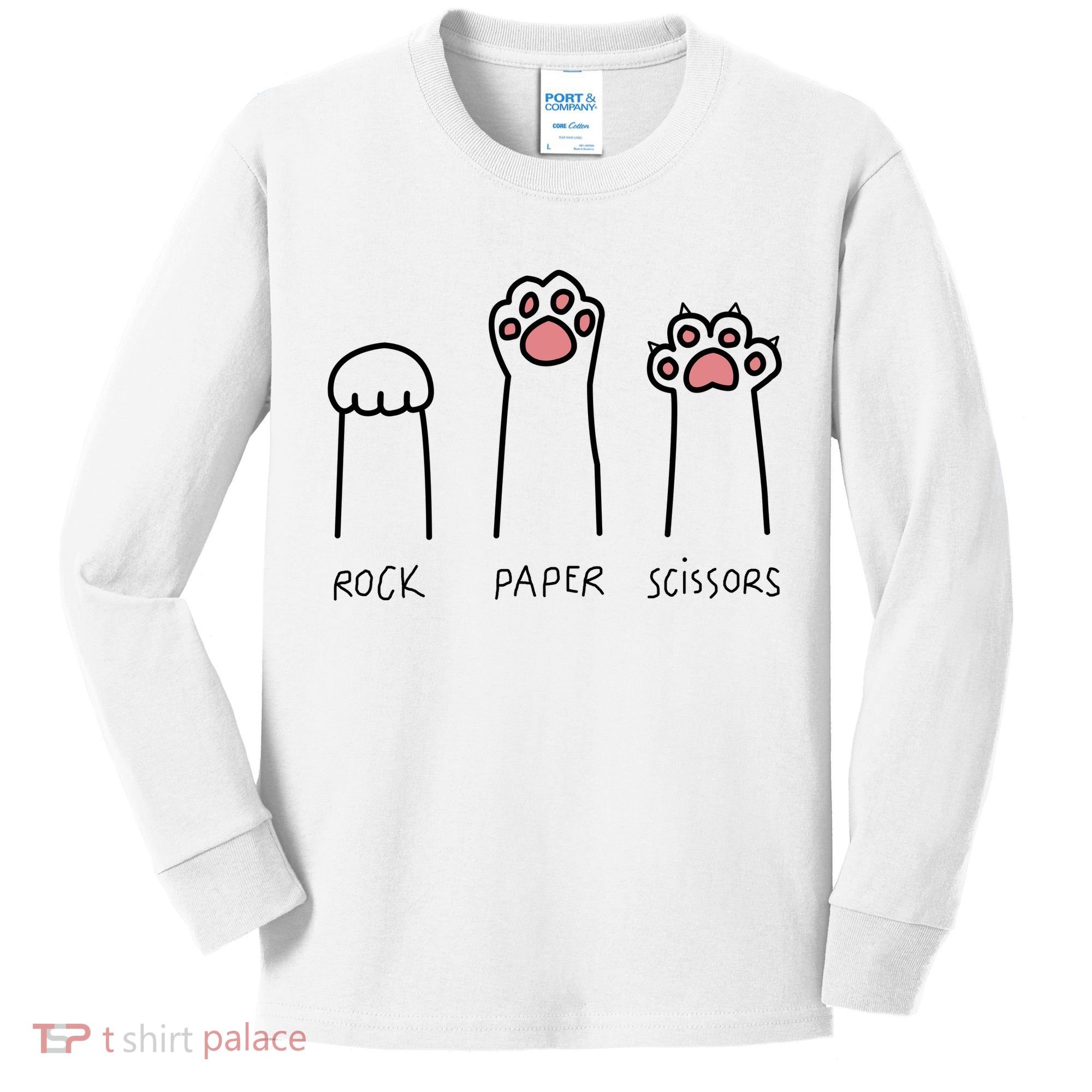 Rock Paper Scissors Cat Paws Kids Long Sleeve Shirt