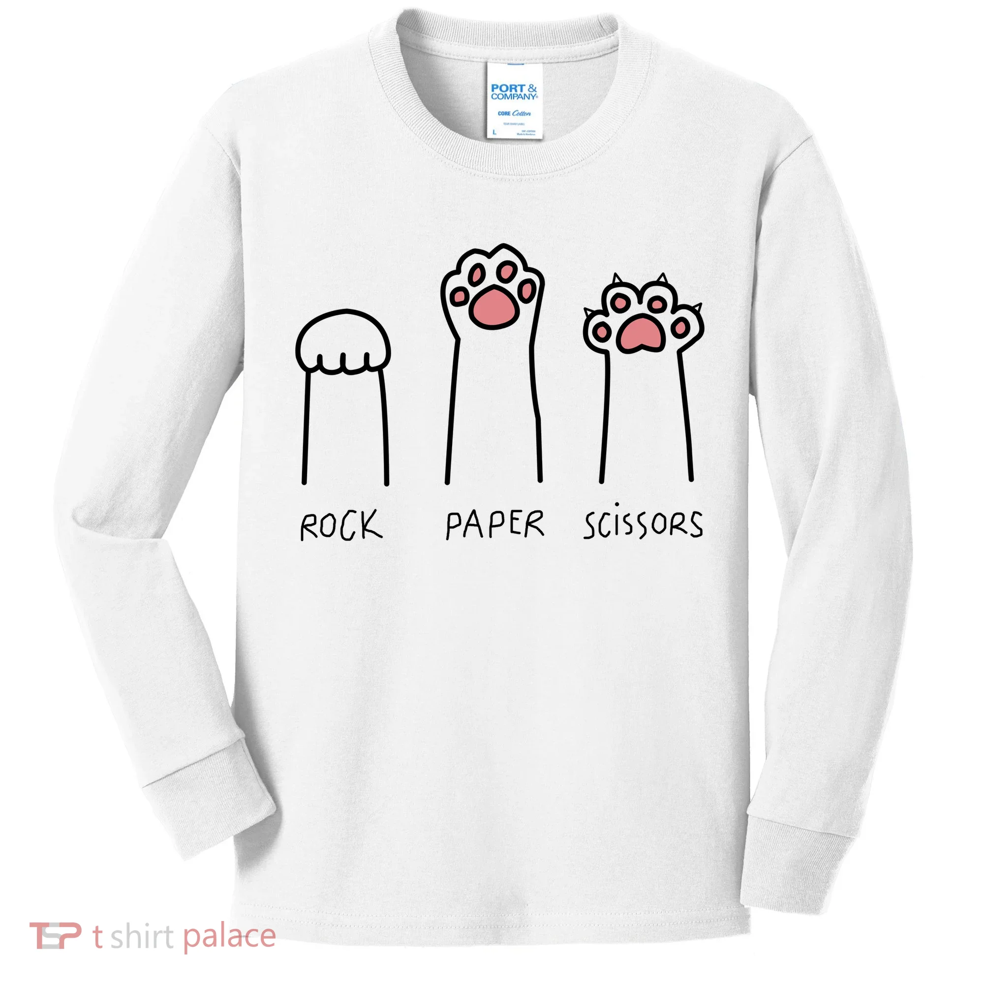 Rock Paper Scissors Cat Paws Kids Long Sleeve Shirt