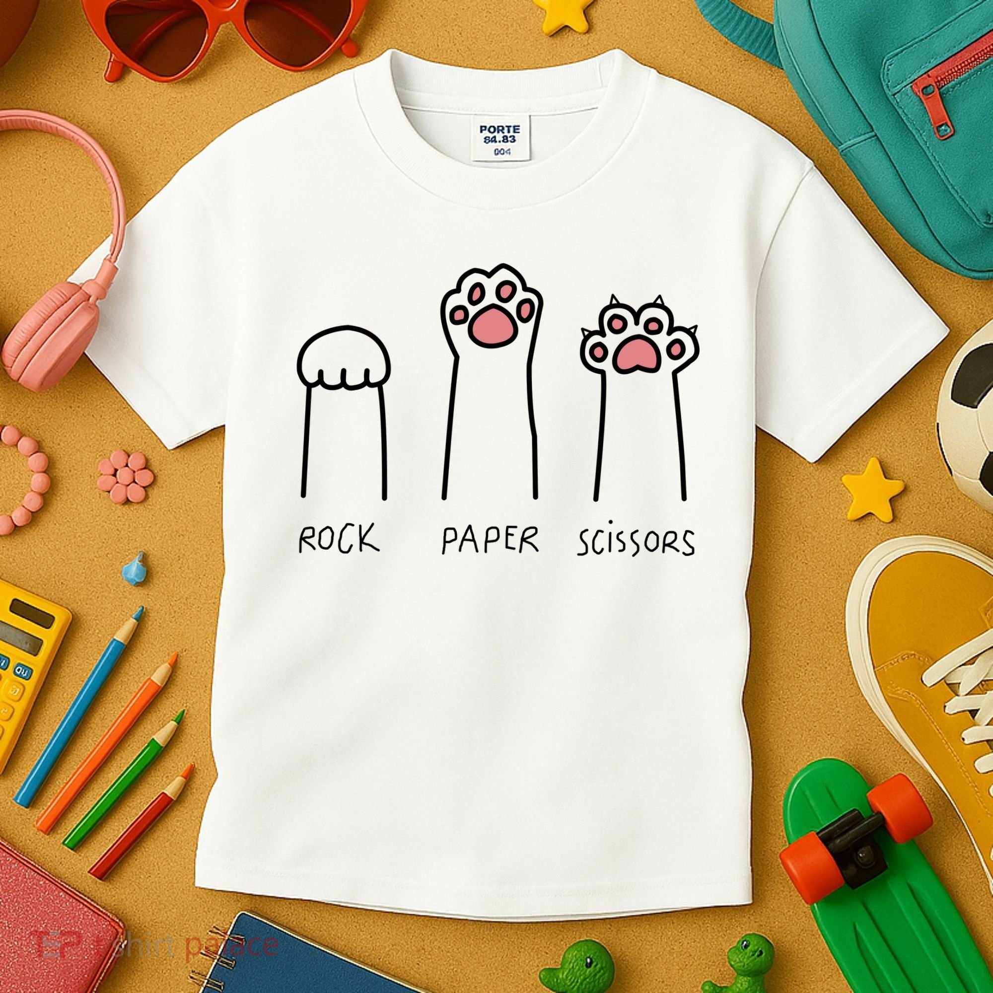 Rock Paper Scissors Cat Paws Kids T-Shirt