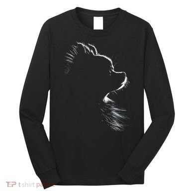 Retro Pomeranian Silhouette Long Sleeve Shirt