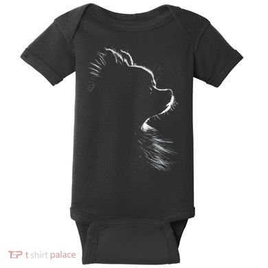 Retro Pomeranian Silhouette Baby Bodysuit