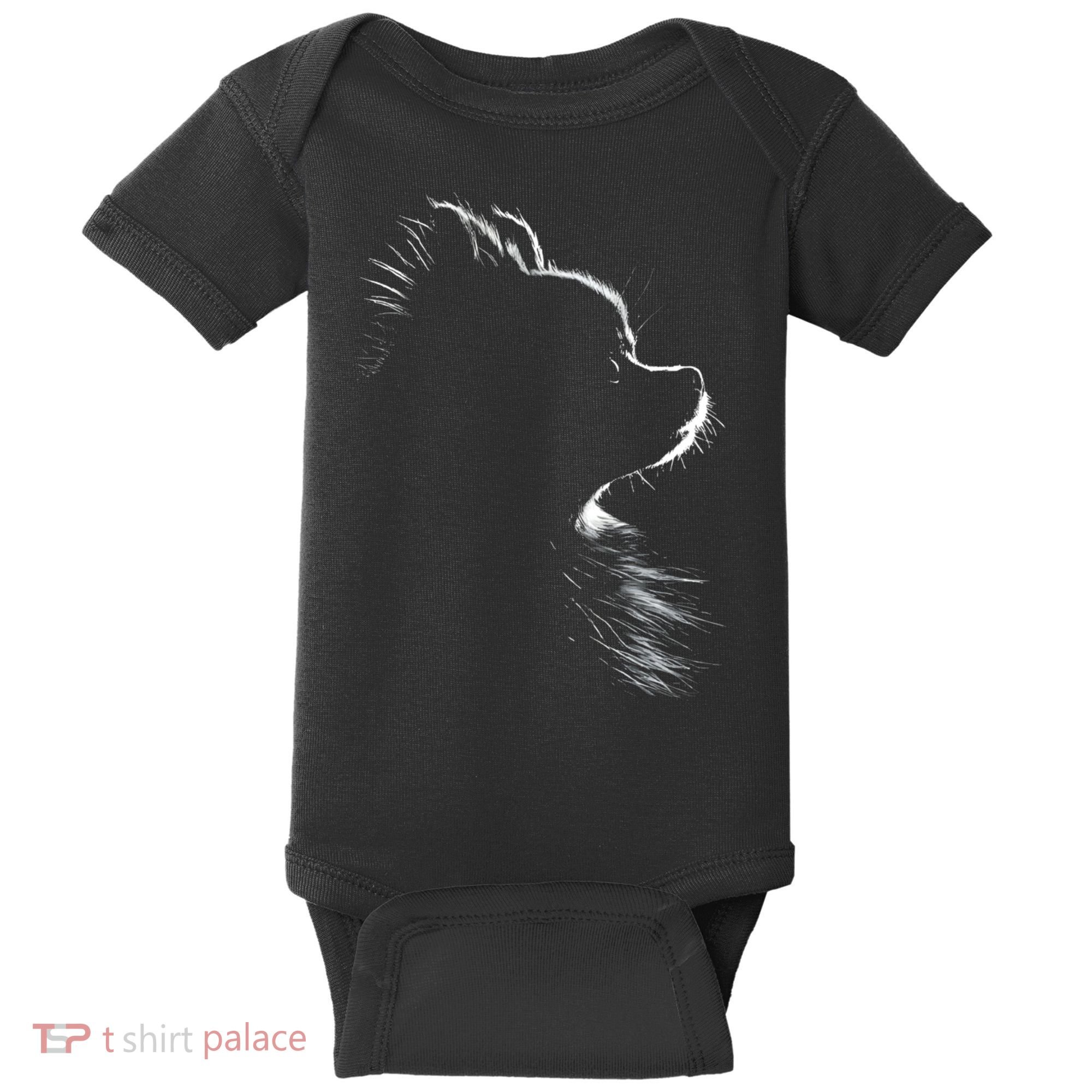 Retro Pomeranian Silhouette Baby Bodysuit