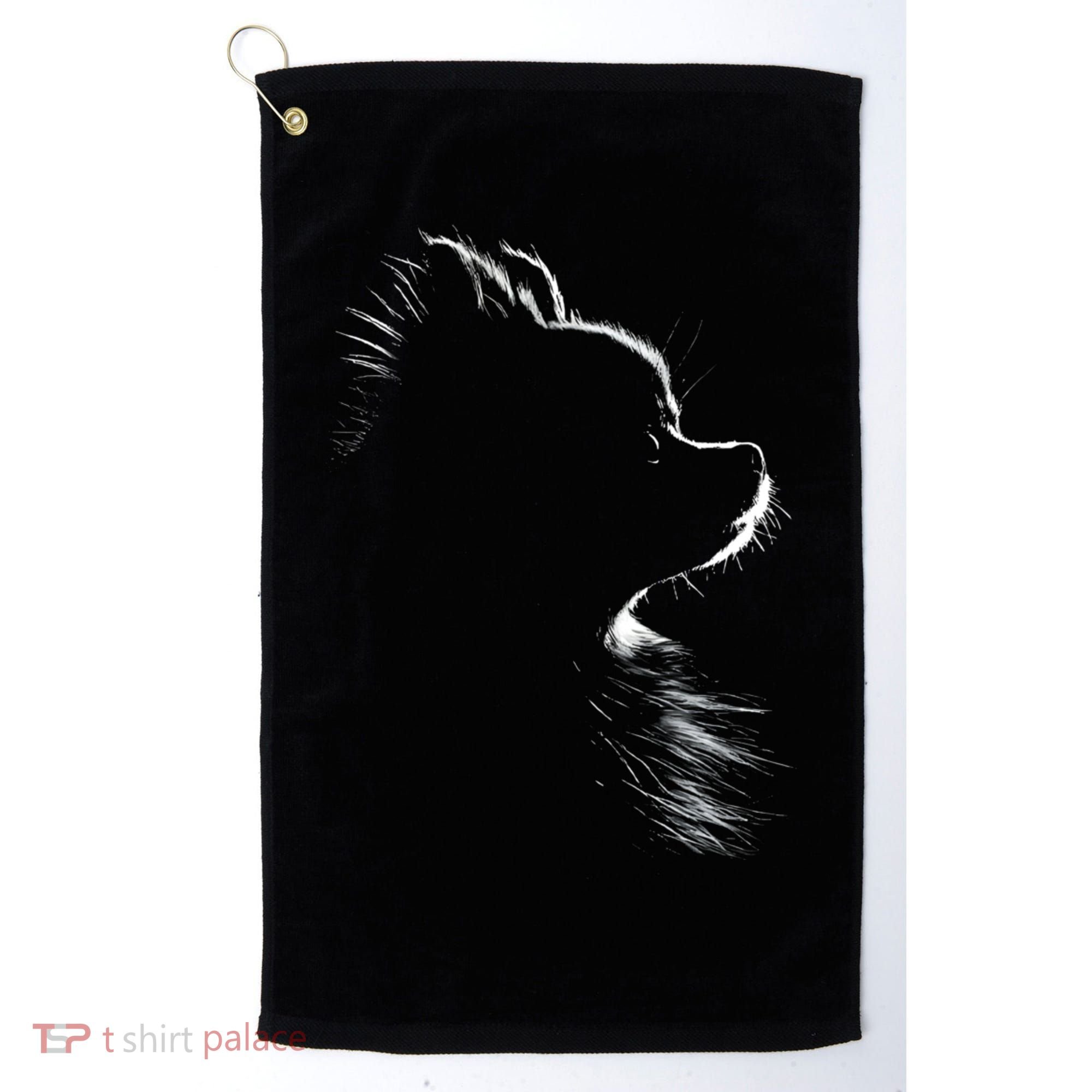 Retro Pomeranian Silhouette Golf Towel