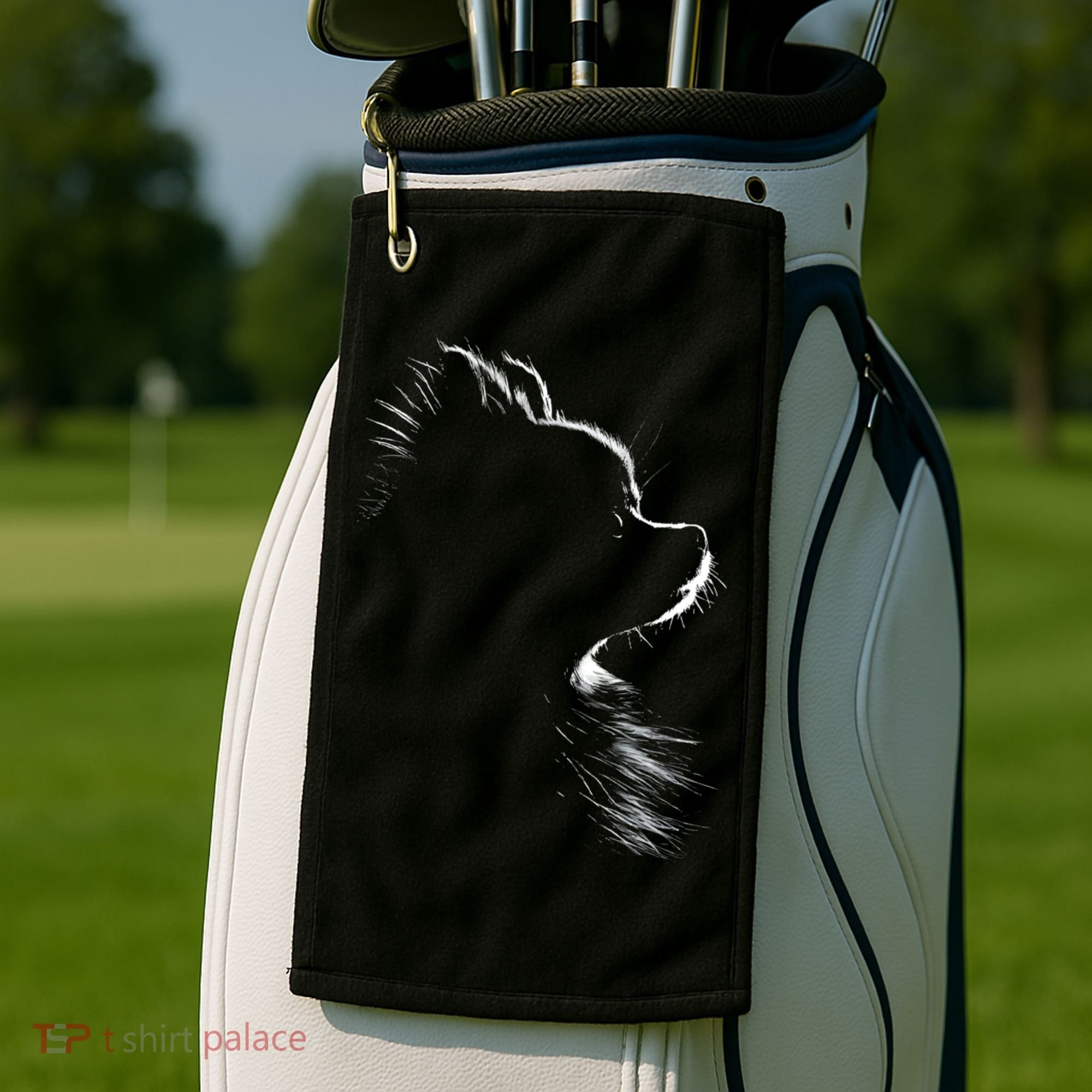 Retro Pomeranian Silhouette Golf Towel
