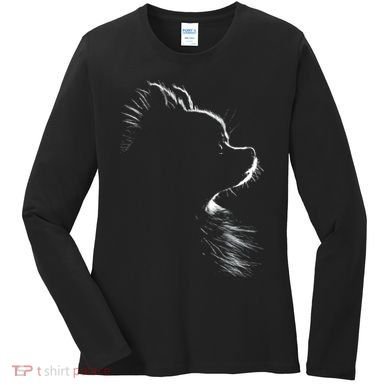 Retro Pomeranian Silhouette Women's Long Sleeve Shirt