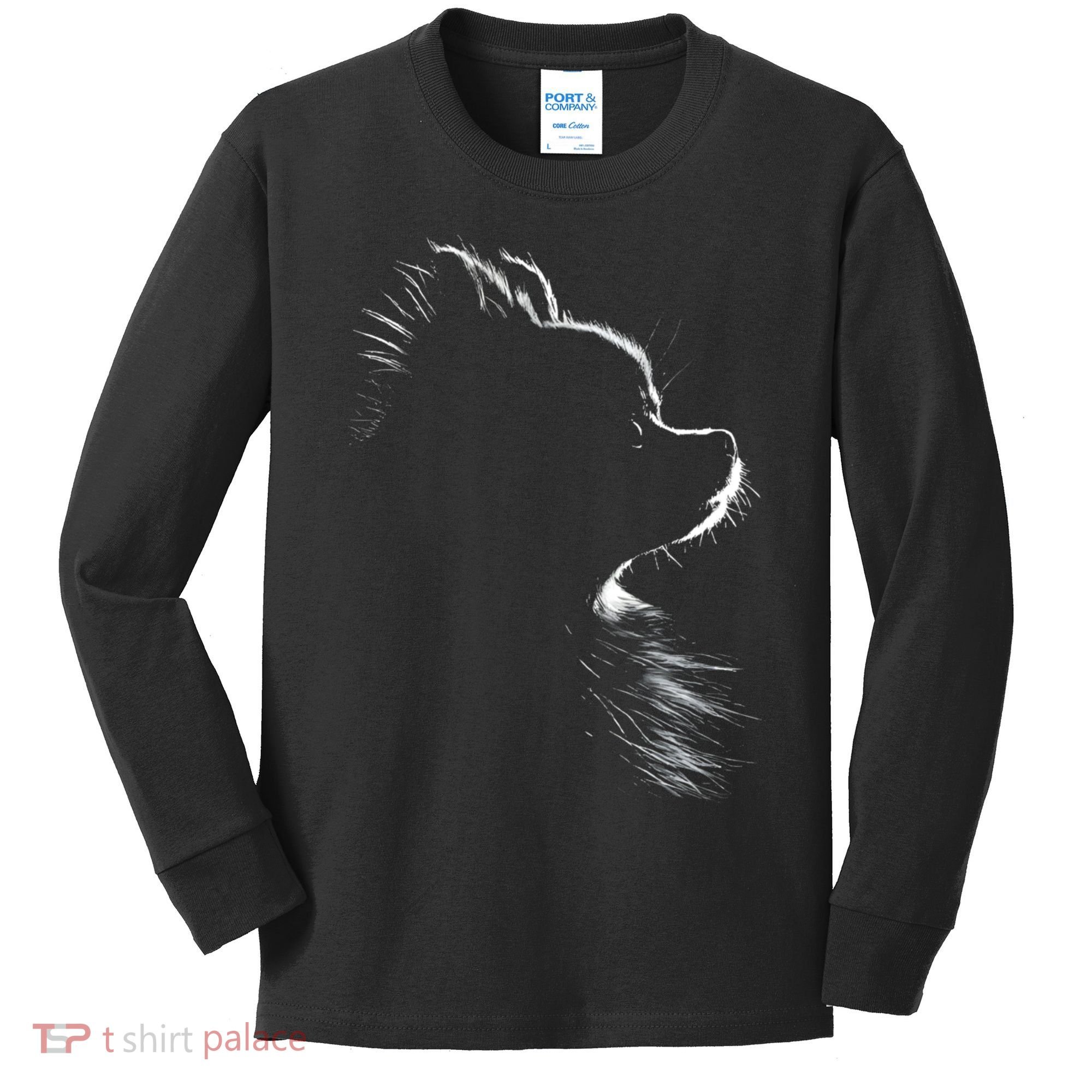 Retro Pomeranian Silhouette Kids Long Sleeve Shirt