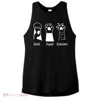 Rock Paper Scissors Funny Cat Paws Cute Kitten Lover Cats Ladies PosiCharge Tri-Blend Wicking Tank thumb 0