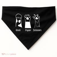 Rock Paper Scissors Funny Cat Paws Cute Kitten Lover Cats USA-Made Doggie Bandana thumb 0
