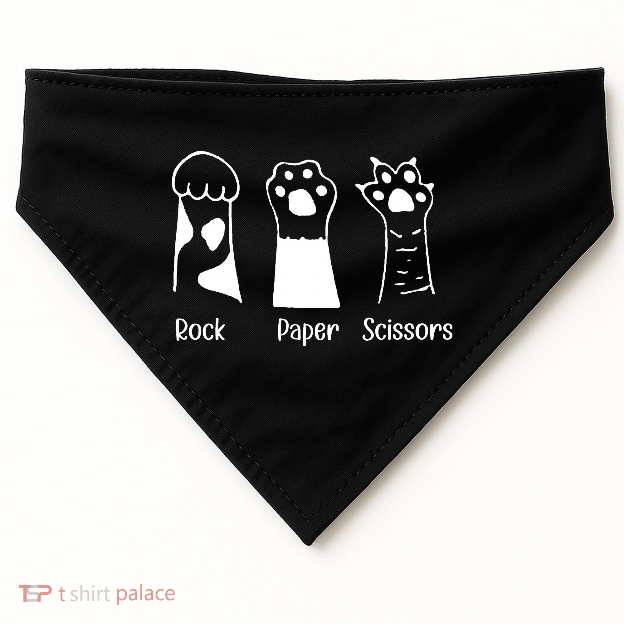 Rock Paper Scissors Funny Cat Paws Cute Kitten Lover Cats USA-Made Doggie Bandana