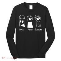 Rock Paper Scissors Funny Cat Paws Cute Kitten Lover Cats Long Sleeve Shirt thumb 0