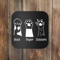 Rock Paper Scissors Funny Cat Paws Cute Kitten Lover Cats Coaster thumb 0