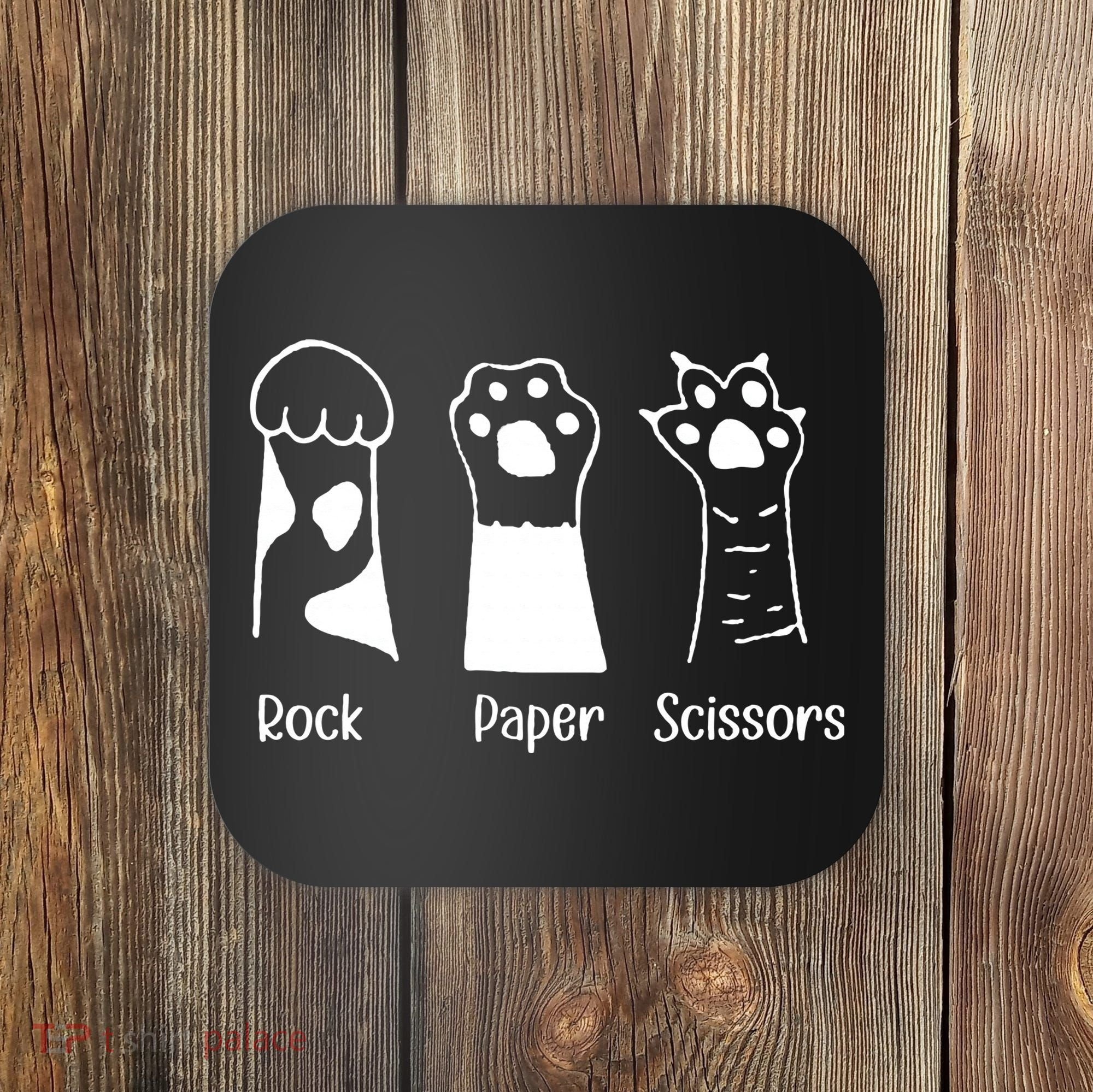 Rock Paper Scissors Funny Cat Paws Cute Kitten Lover Cats Coaster