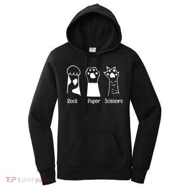 Rock Paper Scissors Funny Cat Paws Cute Kitten Lover Cats Women's Hoodie