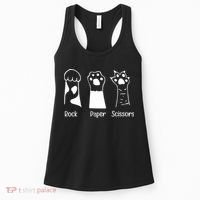 Rock Paper Scissors Funny Cat Paws Cute Kitten Lover Cats Women's Tank Top thumb 0