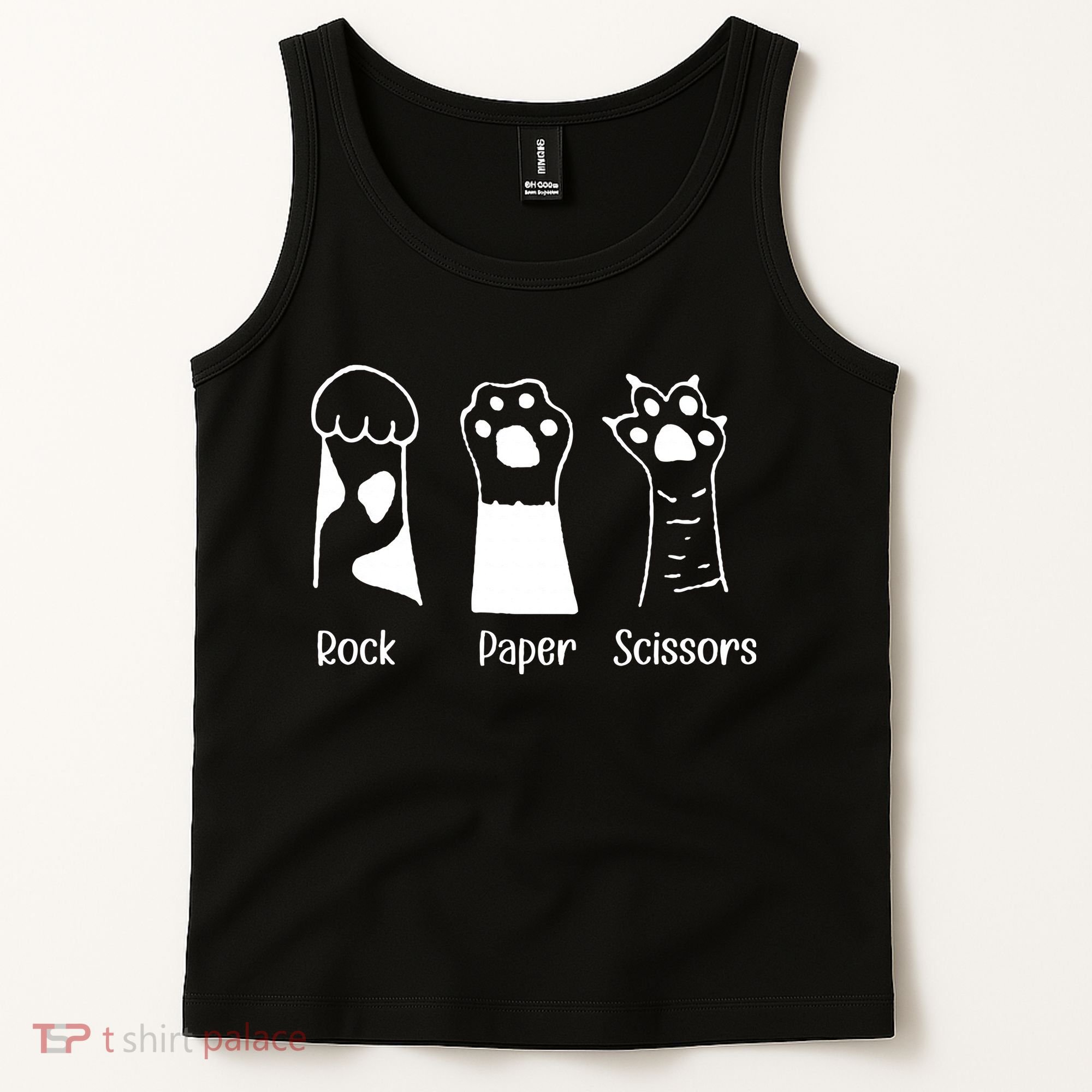 Rock Paper Scissors Funny Cat Paws Cute Kitten Lover Cats Tank Top