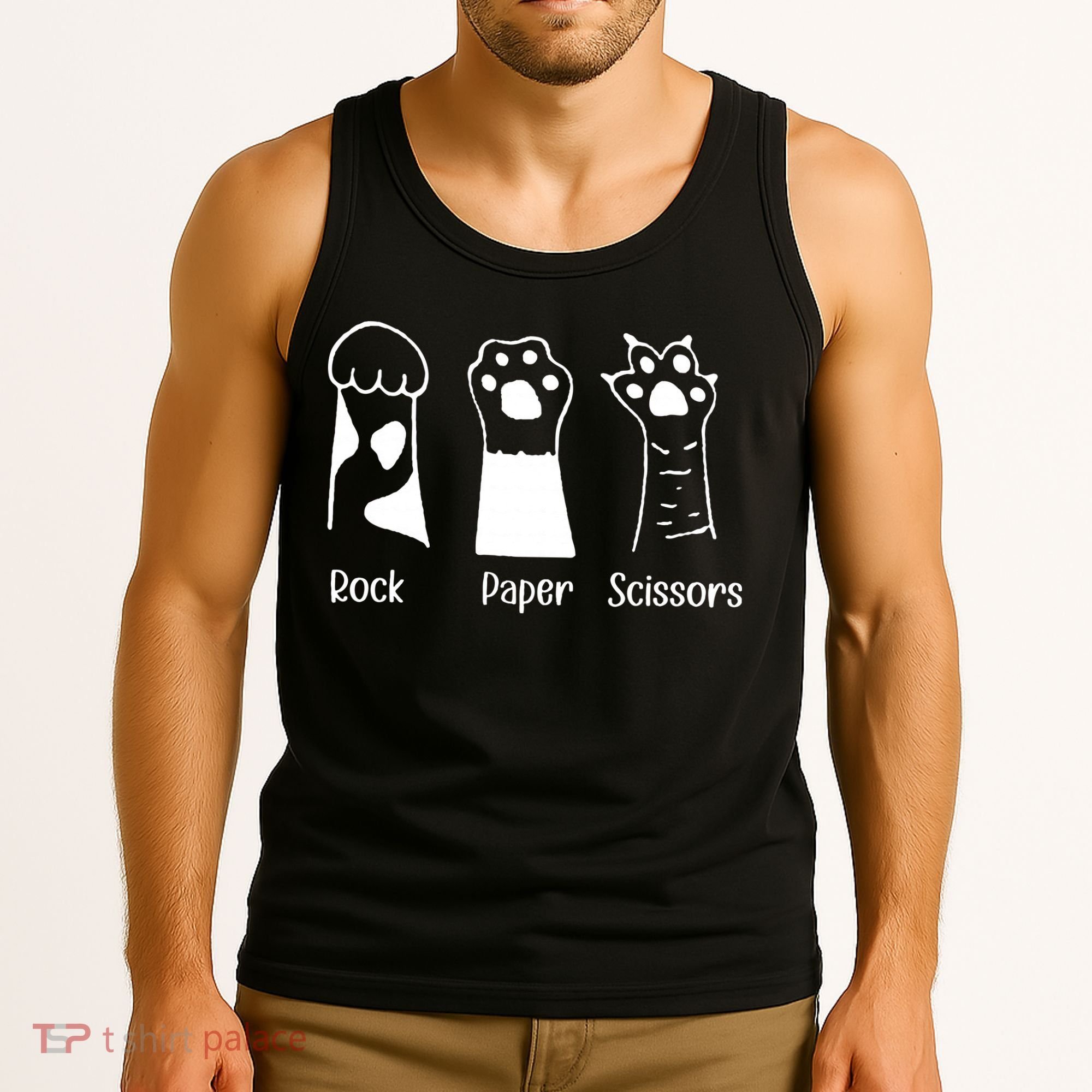 Rock Paper Scissors Funny Cat Paws Cute Kitten Lover Cats Tank Top