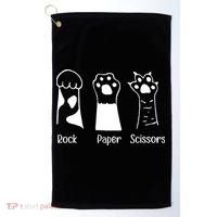 Rock Paper Scissors Funny Cat Paws Cute Kitten Lover Cats Golf Towel thumb 0