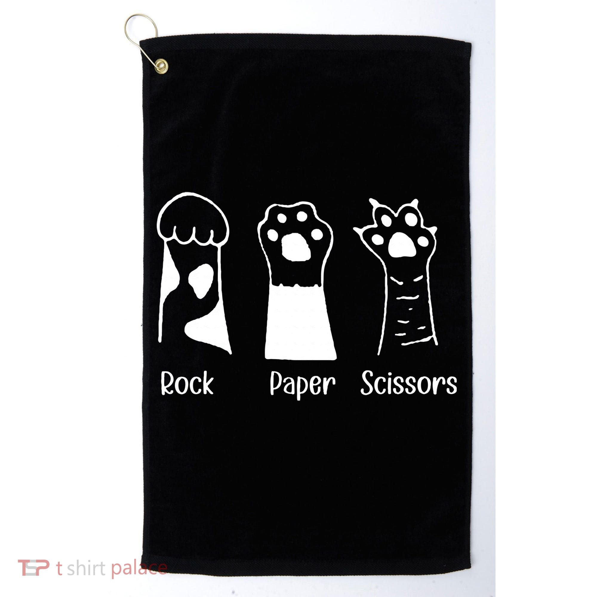 Rock Paper Scissors Funny Cat Paws Cute Kitten Lover Cats Golf Towel